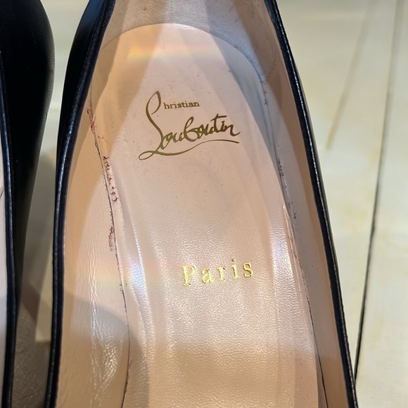 CHRISTIAN LOUBOUTIN WOMANS ELOISE 85 NAPPA SHINY BACK HEELS 38.5 - Picture 3 of 9